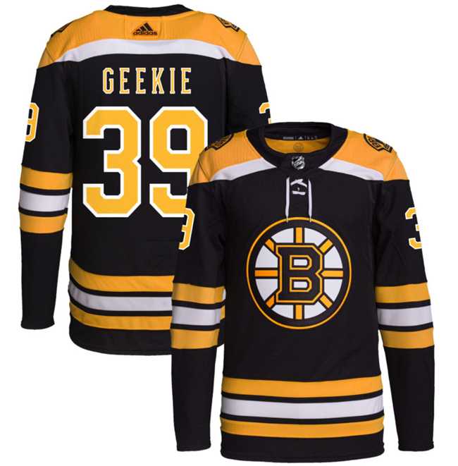 Mens Boston Bruins #39 Morgan Geekie Black Stitched Jersey